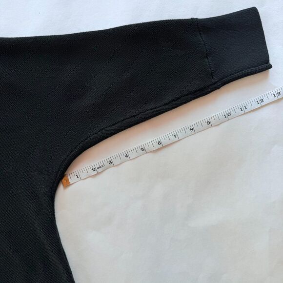 Talbots Petites Cotton Blend V-Neck Chevron Links 3/4 Sleeve Sweater in Black PS - Picture 10 of 10